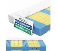 AM Qualitätsmatratzen | Premium Plus Matelas 7 zones en mousse froide 90x200 cm | Fermeté moyenne (H3) | Matelas orthopédique avec inserts en viscoélastique réduisant la pression | RG60 | 19 cm de hau
