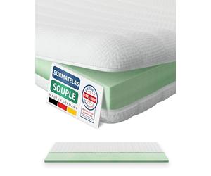 AM Qualitätsmatratzen - Surmatelas 110 x 200 cm Moelleux - Housse de surmatelas Amovible et Lavable - Surmatelas Mousse 110x200 6 cm - Topper Souple et Adaptable pour Un Bon Sommeil - 110/200
