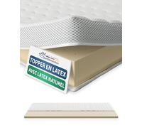AM Qualitätsmatratzen - Surmatelas 140 x 190 cm Epais - Surmatelas Latex à Haute densité - Housse Respirante en Tencel Lyocell - sur Matelas en Latex 140x190 cm - Topper 140/190