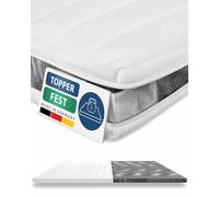AM Qualitätsmatratzen - Surmatelas 140 x 210 cm Dur - Housse de surmatelas Amovible et Lavable - Surmatelas Ferme 140x210 Mousse 6 cm - Topper pour Un Bon Sommeil - 140/210