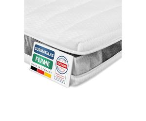AM Qualitätsmatratzen - Surmatelas 180 x 190 cm Dur - Housse de surmatelas Amovible et Lavable - Surmatelas Ferme 180x190 Mousse 6 cm - Topper pour Un Bon Sommeil - 180/190