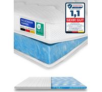 AM Qualitätsmatratzen | Surmatelas en mousse gel Premium Plus | 140x190 cm | 8 cm d'épaisseur | Housse en Lyocell | Fonction antidérapante | Bande climatique périphérique | Surmatelas en gel | 140 x 1