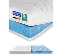 AM Qualitätsmatratzen - Surmatelas memoire de forme 200x220 6cm - Mousse de gel adaptable et respirante pour un sommeil reparateur - Housse de surmatelas moelleux - Surmatelas 200 x 220 haute de gamme