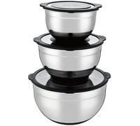 AM. Set of 3 black stainless steel salad bowls