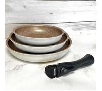 Lot de 3 Poêles en Aluminium Arthur Martin avec Poignée Amovible - Revêtement Anti adhérent - Compatibles Tous Feux dont Induction