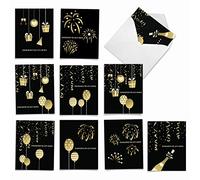 Am6723cgg-b1 X 10 élégant cas : 10 cartes de félicitations assortis avec décorations élégante sur fond noir, avec enveloppes.