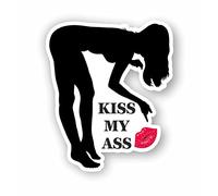AMA SHOP Autocollant amusant femme sexy kiss my ass decals en PVC pour décalcomanie murale voiture moto casque camping-car bateau