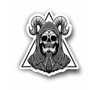 AMA SHOP Autocollant découpé avec motif tête de mort, inscription « Massoneria » pour voiture, sticker pour casque, moto, camping-car, autocollant en PVC avec bord blanc pour sticker mural, mur