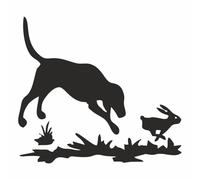 AMA SHOP Autocollant pré-espacé chien chasse au lièvre couleur noire|Passion chasse |Autocollant pour casque, moto, camping-car, bateau | autoTuning