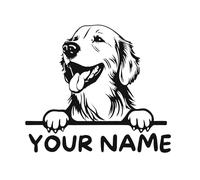 AMA SHOP Autocollant pré-réglé chien race Golden Retriever personnalisé avec nom|Convient pour casque de voiture moto|Decal|CM.20