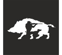 AMA SHOP Autocollant préréglé chasseur avec sanglier |Couleur blanche |Convient pour casque de voiture moto|Passion Chasse |Decalcomanie|Passion moto