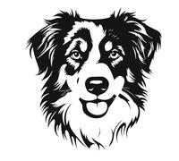 AMA SHOP Autocollant préréglé chien race berger australien|Couleur noire|Convient pour casque de voiture moto|Decalcomanie|CM.32