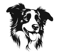 AMA SHOP Autocollant préréglé chien race Border Collie mod.3|Couleur noire|Convient pour casque de voiture moto|Decalcomanie|CM.32