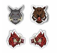 AMA SHOP Lot d'autocollants sanglier mod.1| 4pcs|Autocollant pour casque, moto, camping-car, bateau | autoTuning