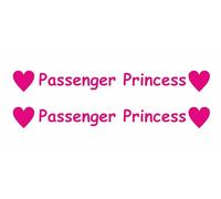 AMA SHOP Lot de 2 autocollants pré-espacés Passenger Princess 2 pièces | Amusant | Convient pour casque de voiture moto|Chambre enfant | Decalcomanie|Passion moto