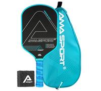 AMA Sport - APB-PA016-RAW-Cover - Raquette de Pickleball Kronos 3K Fibre de Carbone - Housse Incluse - 16 mm - Surface Texturée - Rotation Supérieure - Performance de Jeu Optimisée