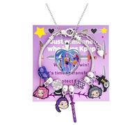 AmaAccess Bracelet à breloques Kpop - Cadeau réglable - Bracelet et collier de dessin animé - Ensemble de bijoux pour fans et femmes - Noël ou anniversaire, One Size, Acier allié, Pas de gemme