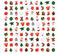 Amabro 100 Pièces Mini Figurine Noel,Figurines Miniature Decoration Noel,Pere Noel Decoration Breloques De Noël À Dos Plat en Résine pour Loisirs Créatifs Bijoux Étuis De Téléphone Portable