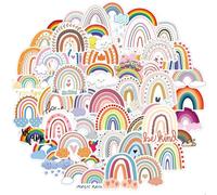 Amabro 60 Pièces Arc En Ciel Stickers,Colorés Autocollant En Vinyle Imperméable Pour Ordinateur Portable Bagages Ordinateur Tablette Scrapbooking Planche À Roulettes Voiture Velo