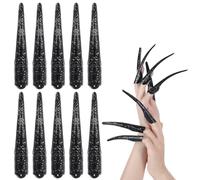 Amabro Lot de 10 griffes articulées réglables pour Halloween, extension de bout des ongles fantaisie, doigt de sorcière, griffe de chat, accessoire photo amusant pour décorations de fête d'Halloween