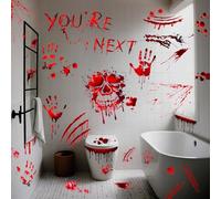 Amabro Lot de 31 autocollants de fenêtre sanglants pour Halloween, 4 feuilles de stickers muraux effrayants et effrayants pour zombies, vampires, maison hantée