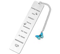 Amabro Marque-page inspirant en acier inoxydable, parfois vous oubliez que vous êtes génial, c'est donc votre souvenir, règle de marquage de page motivante (bleu)