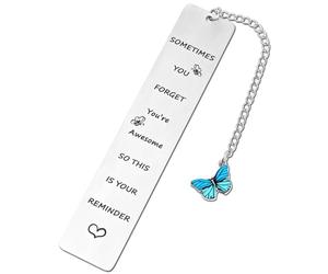 Amabro Marque-page inspirant en acier inoxydable, parfois vous oubliez que vous êtes génial, c'est donc votre souvenir, règle de marquage de page motivante (bleu)