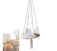 Amaca pour Les Chats intérieurs, Swing pour Chats, lit pour Les AMCA Macrame Boho | Cats lit avec Crochet et Oreiller Amovible pour Le Jardin, Le Patio, Le Balcon, Le Salon