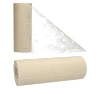 AmaCasa - Chemin de table - En non-tissé - Motif floral - 17,5 cm x 25 m - Pour mariage et communion - Beige