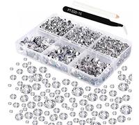 AMACOAM 4025 Pièces Strass a Coller sur Tissu en Verre Plat Pierres de Strass Ongle Cristal Transparent 6 Tailles pour Nail Art Vetement Decoration Visage avec Pince à Épiler et Crayon