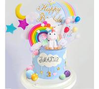 Amacoam Décoration Gâteau Licorne Déco Anniversaire Fille Cake Topper Anniversaire Gâteau Arc en Ciel Gâteau Ballon Cake Topper Décoration Gâteau Anniversaire pour Fille et Garçons