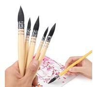 Amacoam Set de pinceaux Aquarelle, 4 Pièces Artiste Pinceau Aquarelle Set de pinceaux pour Artistes, Adultes et Amateurs, Pinceau Rond Pointu à Franges pour Aquarelle, Gouache #1#3#5#6