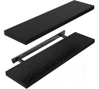 Amada Étagère Murale 60 cm avec Supports Invisibles, Lot de 2, Noirc