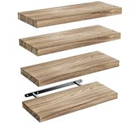 Amada Etagere Murale de Salon, Bois de Paulownia, Lot de 4, Brun Clair