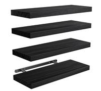Amada Etagere Murale de Salon et Chambre, Bois de Paulownia, Lot de 4, Noir