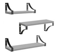 Amada Lot de 3 Etagere Murale, Étagère Murale en Bois Rustique Chambre, Salle de Bains, Salon, Cuisine ou Buanderie, Étagère Murale Bois et Décoration, Gris