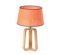 Amadeus - Lampe Table Selva Bois et Abat Jour en Lin Brique - E27_40W