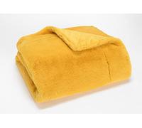 Amadeus - Plaid Luxe Moutarde 170x240 - Laver a 30° delicat - ne Pas Mettre au seche Linge- ne Pas Repasser