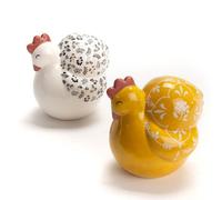 AMADEUS-Poule déco Mimosa en porcelaine - 10 x 13,5 x 12 cm