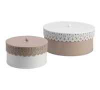 Amadeus - Set 2 boites motif dentelles blanc/taupe NC G