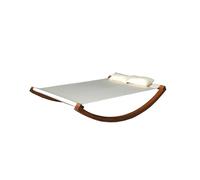 CONCEPT USINE | Hamac 2 Places à Bascule | Design AMADORA Bois & Beige | Transat pour 2 Personnes | Confortable & Résistant | Lit de Jardin en Bois en Mélèze | Idéal pour Un Bain de Soleil Relaxant