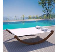 CONCEPT USINE | Hamac 2 Places à Bascule | Design AMADORA Bois & Beige | Transat pour 2 Personnes | Confortable & Résistant | Lit de Jardin en Bois en Mélèze | Idéal pour Un Bain de Soleil Relaxant