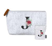 AMAEKO Trousse de Toilette personnalisée, Trousse Initiale, Porte-Cartes avec Initiale, Sac de Toilette pour Femme, étui Cadeau, étui de Voyage personnalisé, Sac Organisateur Fait Main, Sac de
