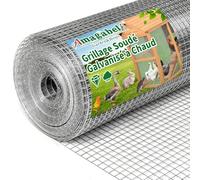 Amagabeli 1.2Mx15M Grillage Maille Carrée Grillage à Poule 6.3mm 0.61mm Galvanisé Maille Hexagonal Cloture Poulailler vVliere Poulailler Jardin Grillage Triple Torsion Élevage Volaille Grillage Soudé