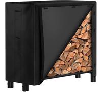 Amagabeli 122cmx122cmx35,56cm Range Bûche Extérieur Support à Bois de Chauffage Porte-bûches Abris Bois Métallique Solide Support de Journal de Cheminée Noir