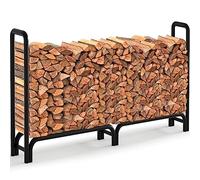 Amagabeli 244cmx122cmx35,56cm Range Bûche Extérieur Support à Bois de Chauffage Porte-bûches Abris Bois Métallique Solide Support de Journal de Cheminée Noir