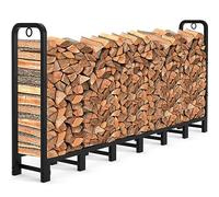 Amagabeli 244cmx122cmx35,6cm Support de bûches en bois de feu extérieur pour cheminée Supports de bois de chauffage robustes Porte-bûches en métal Empileur de bois en acier Outils extérieurs Noir