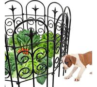 Amagabeli Clôture de Jardin en Métal 81cm(H) x 41cm(L) (8 Panneaux, Longueur Totale 3.3m) Creusage Barrière pour Animaux Clôture Métallique Décorative pour Chien Cour Terrasse Extérieur Noir