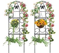 Amagabeli Paquet de 2 Treillis de Jardin 152 x 46 cm Antirouille Noir Fer Papillon Légumes en Pot Fleurs Patio Treillis Métalliques Grille Panneaux pour Lierre Roses Concombres Supports