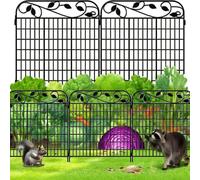 Amagabeli Portillon Jardin Métal 2 Panneaux, 1.12m(H) x 0.9m(L), Clôture Extérieure Noire Résistante aux Intempéries pour Pelouse et Parterres, Motif Paysage Décoratif, Facile à Installer sans Outils